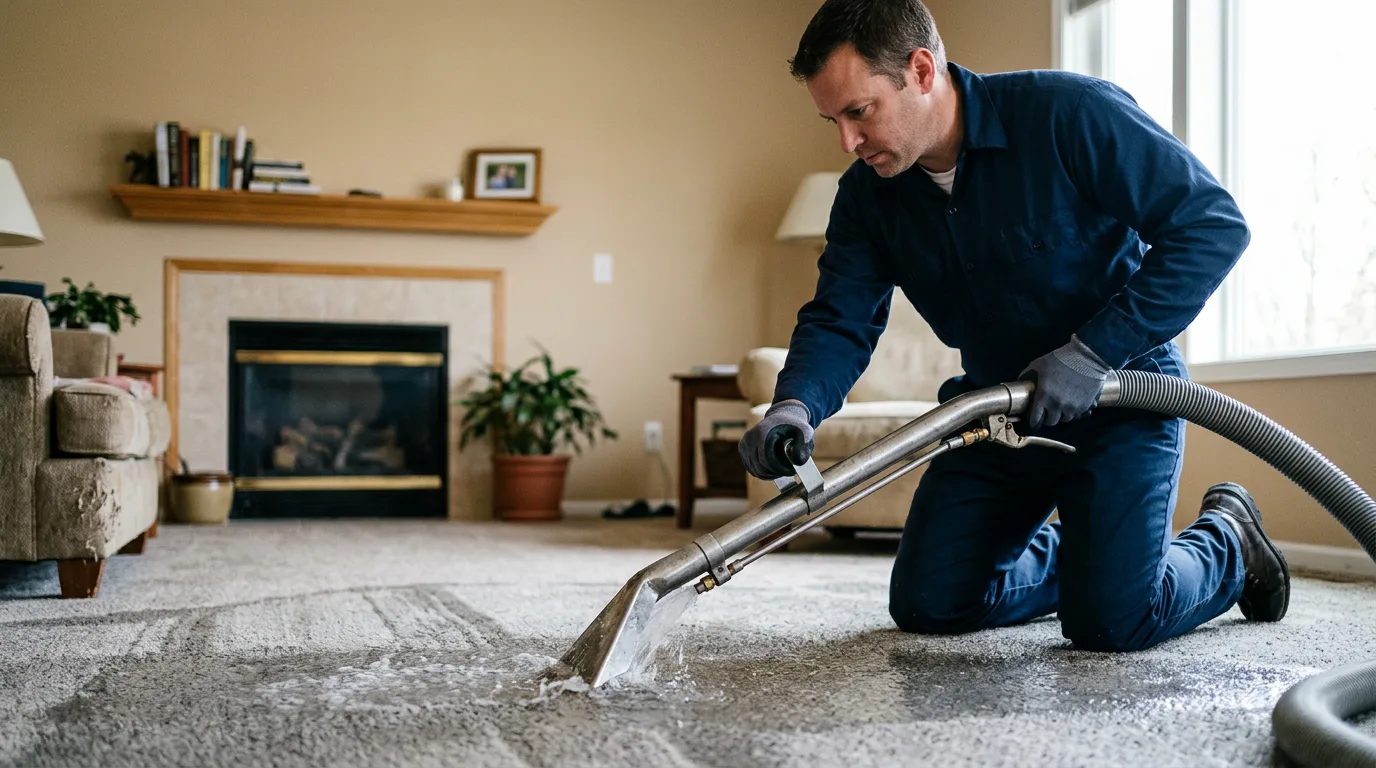 Water damage restoration technician working near Clayton, NY